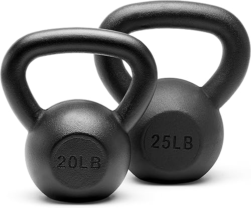 Miniatura 24 de Juego de pesas rusas de hierro fundido sólido con recubrimiento en polvo, 5, 10, 15, 20, 25, 30, 35, 40, 45 libras, todas las combinaciones V-negro