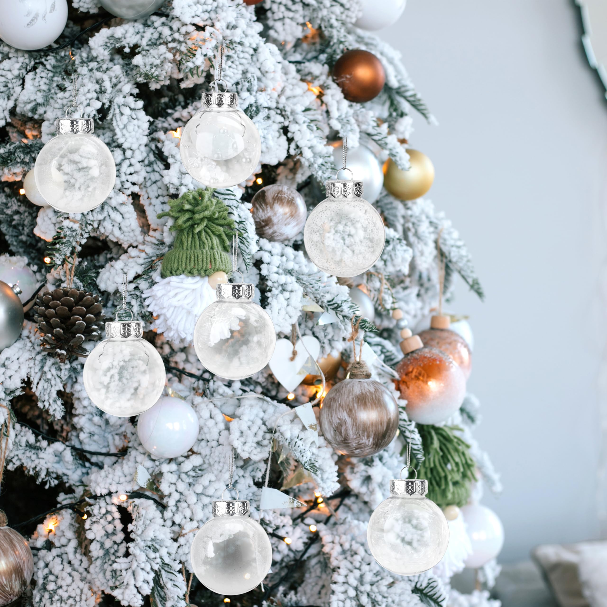 30 adornos de bola de Navidad transparentes de 2.4 pulgadas, adornos decorativos inastillables para colgar con decoraciones delicadas para árbol de Navidad, decoración de fiesta interior de vacaciones