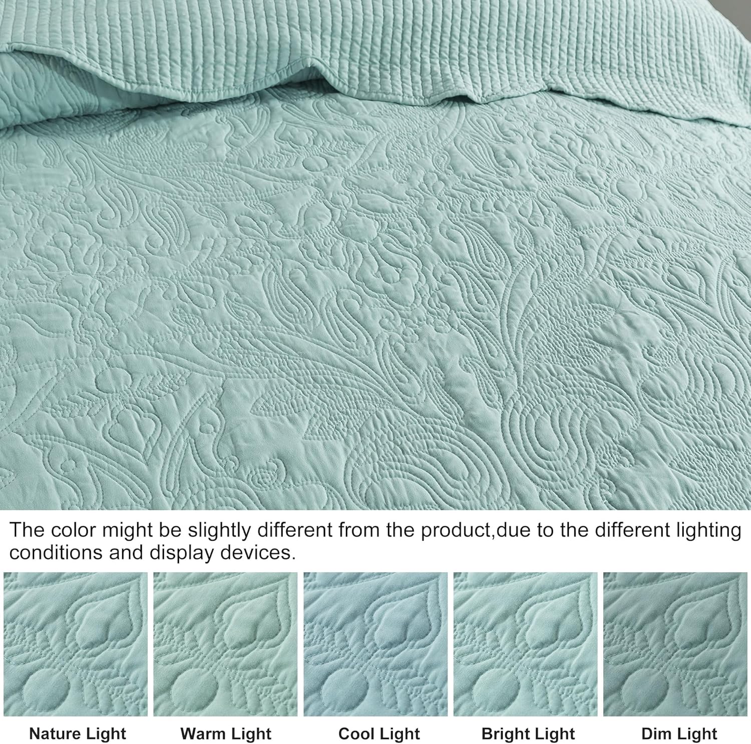 HoneiLife California King Quilts - Oversized King Bedspreads 128x120, Rustic Bedding Sets 4-Piece,Reversible Coverlets Lightweight Bed Cover for All Season Use-Sage Green - Image 6
