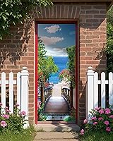 Vista 8 de FLFK Adhesivo Mural para Puerta - Paisajes, Desengancha y Pega, Tamaño Combinado 32"x80", Dividido en 2 Piezas