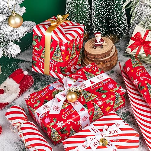 Miniatura 89 de WRAPAHOLIC Papel de regalo reversible a cuadros, mini rollo, 17 pulgadas x 33 pies, papel de regalo de Navidad a cuadros rojos y negros para 2-Rojo