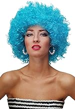 WIG ME UP - PW0011-PC40 Perücke Afroperücke Afro 70er Jahre Party Partyperücke Funk Funky Disco Foxy Hellblau Blau
