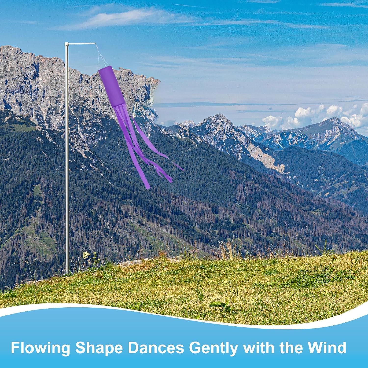 M METERXITY 2-Pack Windsock Flag, Colorful Wind Socks for Garden/Yard/Patio/Home Decor, Spring Summer Fall Winter Outdoor Hanging Decoration [59 in / 150cm, Purple] image 5