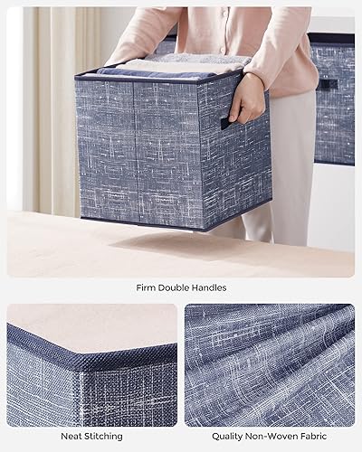 Miniatura 5 de SONGMICS UROB030I01 - Cubos de almacenamiento, cubos de tela no tejida de 11.8 pulgadas con asas dobles, juego de 6, organizadores de armario para