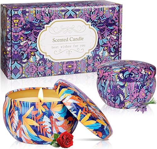 Juego de velas de regalo para mujer, paquete de 2 velas de aromaterapia para el hogar, vela de soja de larga duración, vela de lavanda, regalos de