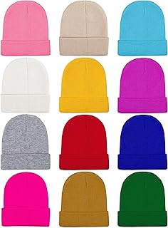 12 Pack Knitted Winter Beanie Cold Weather Acrylic Warm Skull Cap Cuff Watch Hat for Men or Women Homeless Donation