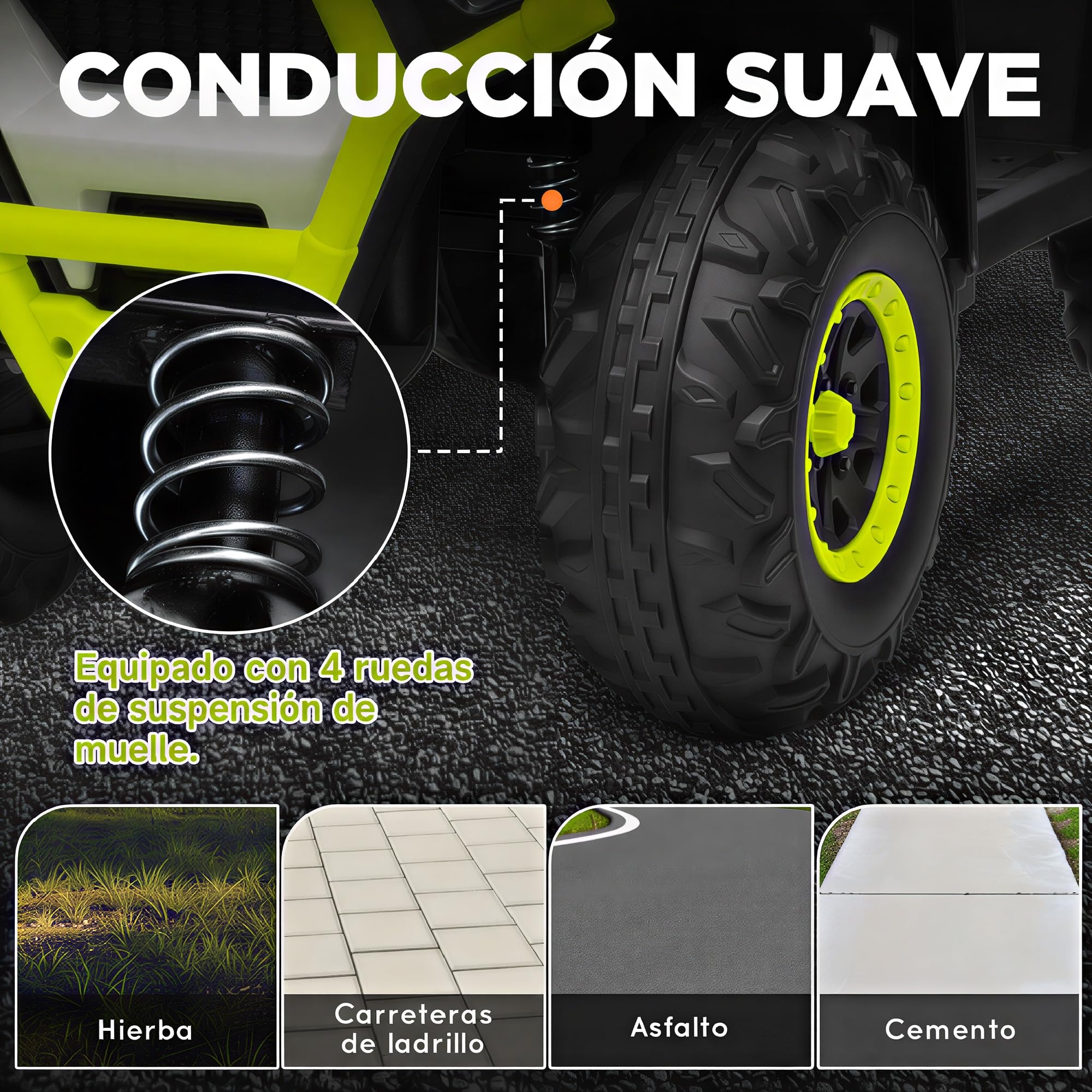 AIYAPLAY Quad Eléctrico para Niños 12V a Partir de 3 Años 3-6 km/h Verde