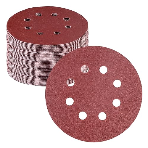 Miniatura 17 de WORKPRO 50 discos de lija de grano 60 – Papel de lija de 5 pulgadas con 8 agujeros de gancho y bucle para lijadora orbital aleatoria