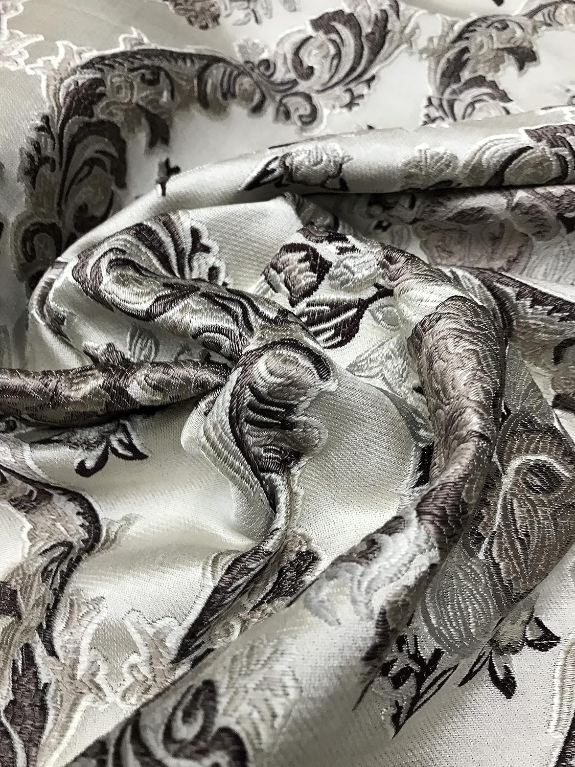 Luxurious Premium Vintage Damask Design Jacquard Fabric for Upholstery, Window Treatments, and Craft - Renaissance Rococo Victorian Style - 54" Width - Fabric by The Yard (Brown)
