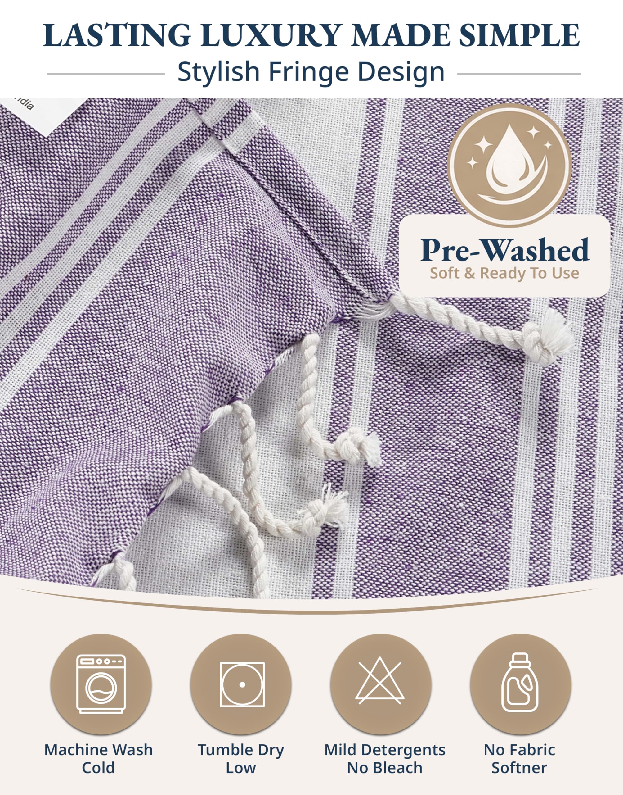 LANE LINEN Serviette de plage en 100% coton avec sac, lot de 4, dimensions 99 x 180 cm, absorbante pour piscine, extra large, à séchage rapide, serviette de voyage avec sable, motif orchidée royale