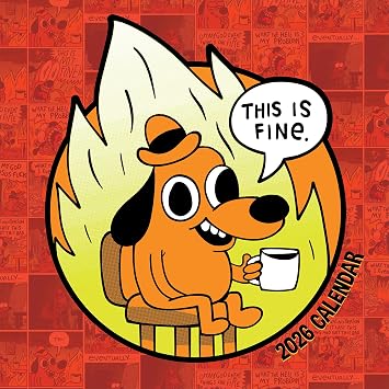 TF Publishing 2026 This is Fine Wall Calendar - Large Grids for Appointments and Scheduling - Vertical Monthly Wall Calendar 2026 with Premium Matte Paper for Home and Office Organization - 12x12in