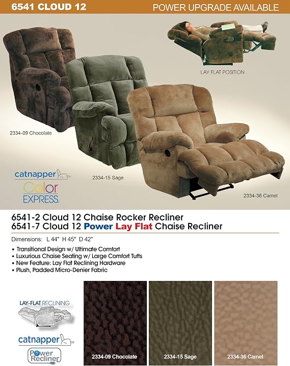 Catnapper Cloud 12 Power Chaise Recliner - Chocolate
