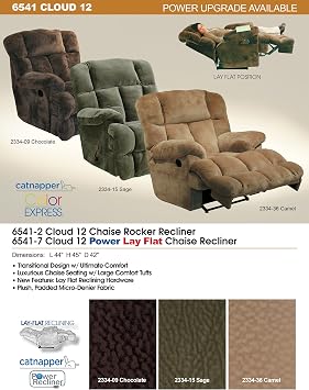 Catnapper Cloud 12 Power Chaise Recliner - Chocolate