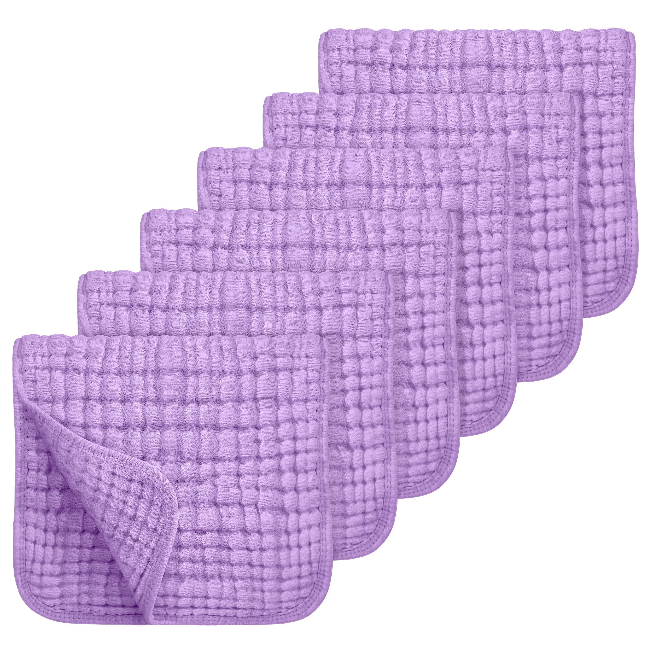 Muslin Burp Cloths 100% Cotton Muslin Cloths Large 20''x10'' Extra Soft and Absorbent 6 Pack Baby Burping Cloth for Boys and Girls by Looxii(Purple)