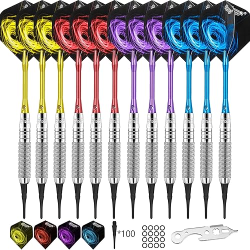 Miniatura 1 de CyeeLife Juego de dardos de punta suave con ejes, vuelos y accesorios adicionales