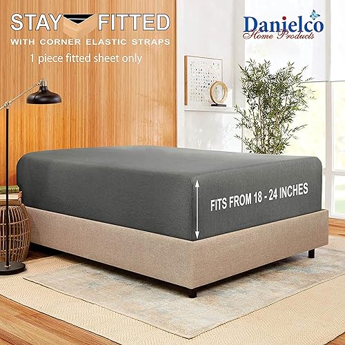 Miniatura 2 de Sábana bajera individual, sábana bajera solamente. Mantente en forma en el colchón con correas elásticas en las esquinas, bolsillo extra profundo,