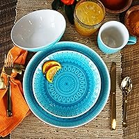 Vista 3 de Euro Ceramica Fez Collection - Juego de 4 vasos y cristalería, 14 onzas, diseño de mandala, transparente