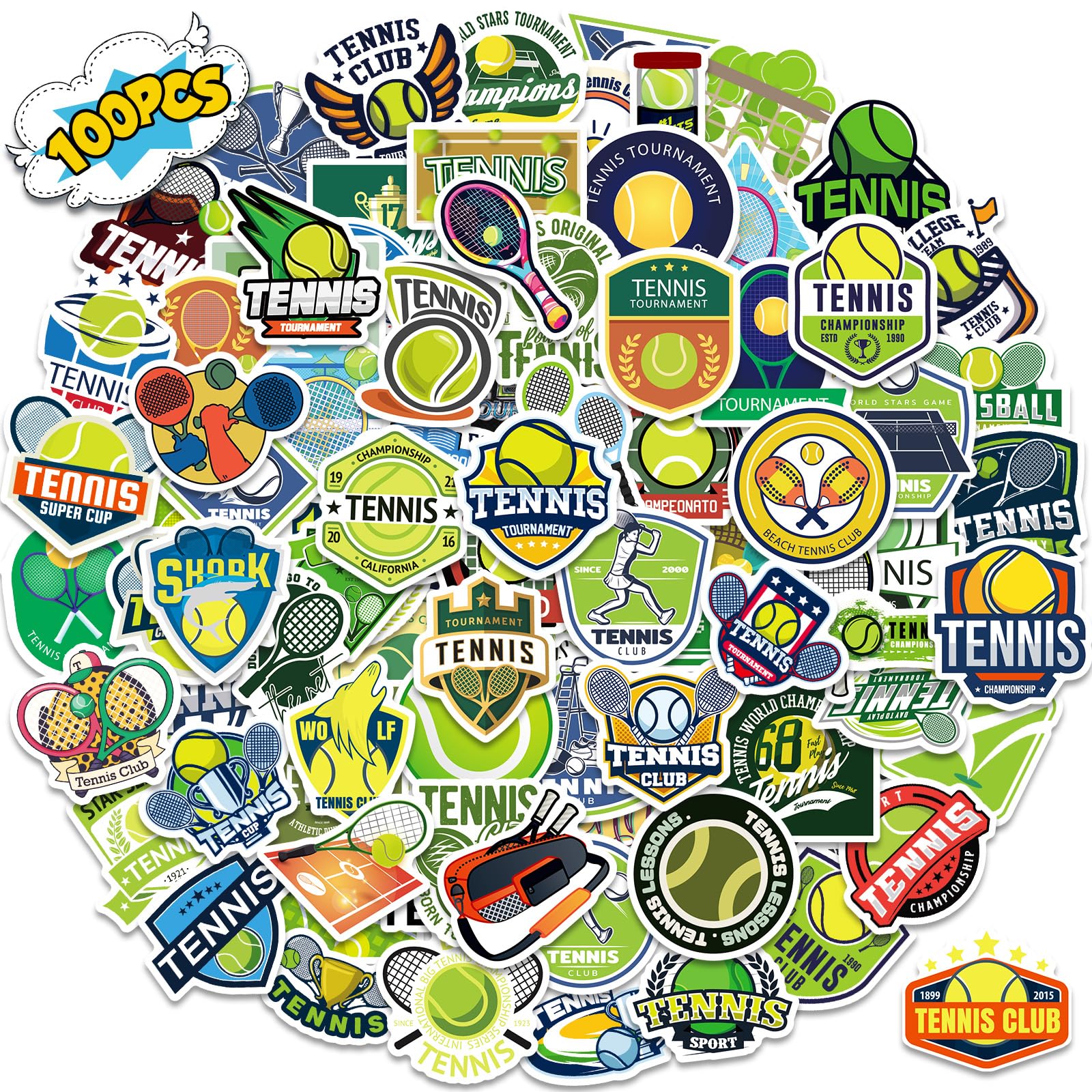 Cute Tennis Vinyl Stickers for Teens and Adults - Waterproof Cartoon Tennis Stickers for Water Bottles, Laptops, Skateboards, Phones, Luggage, and