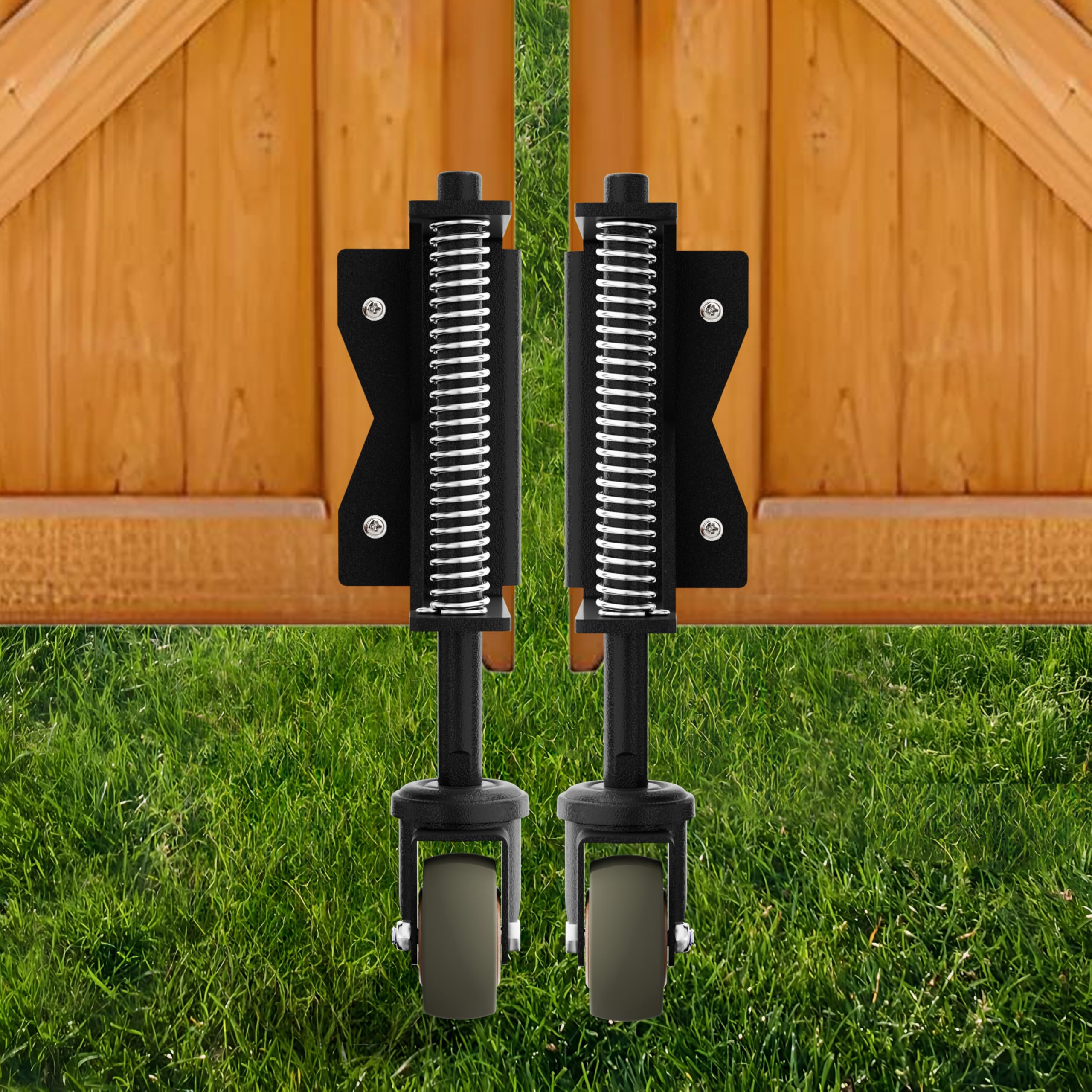 Lygoeeg 5 cm Torrad, schwerlastgeeignet, federbelastete Vollgummi-Rolle für Holz-/Landtor, Tragfähigkeit 40 kg, mit Schrauben und Schraubendreher, Schwarz, (1er-Pack/Rechts)