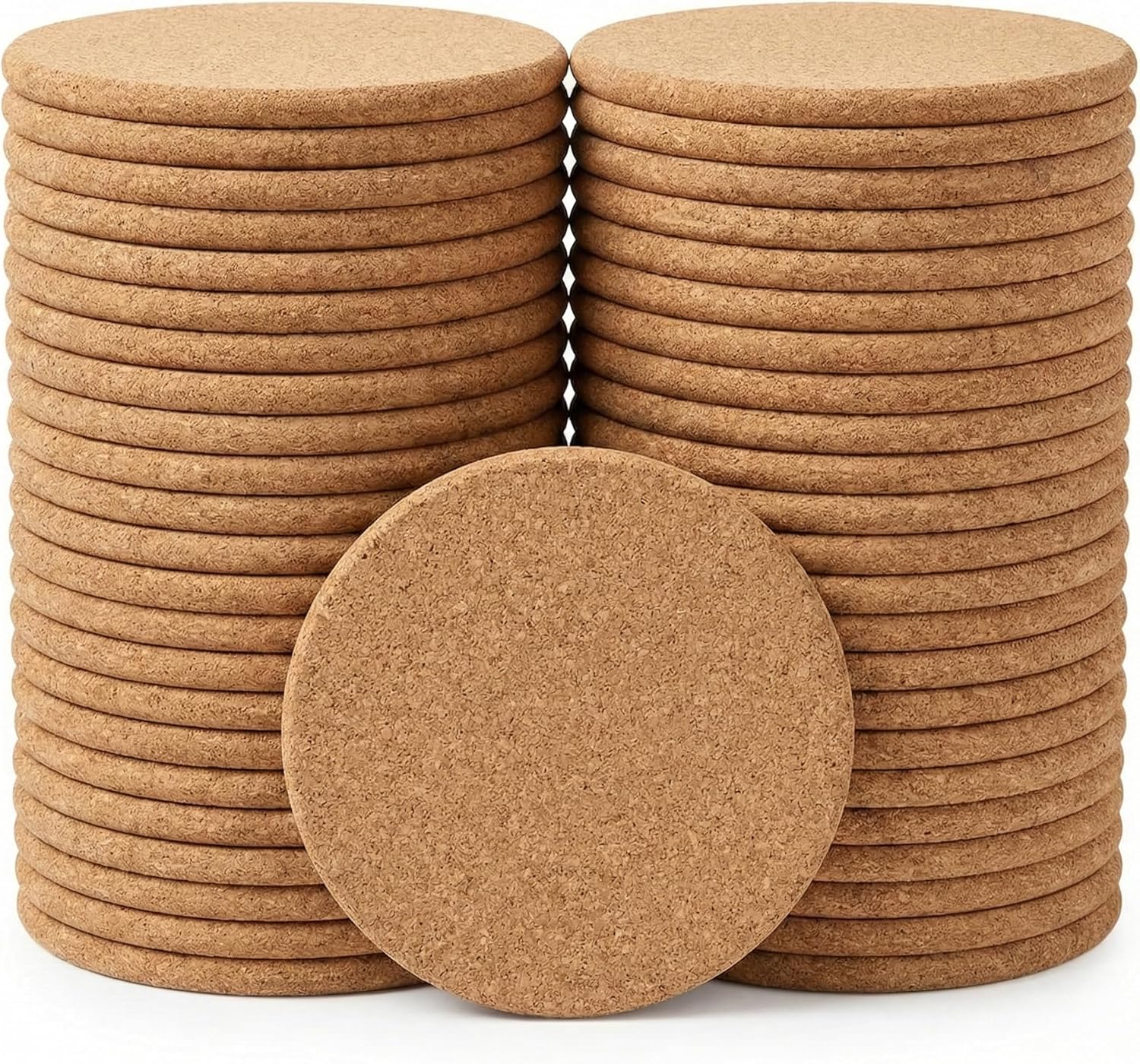 Faithful Panda 100 Pack Large Cork Coasters 4.33 Inch, 5mm Thick Absorbent Round Mats for Drinks and DIY Crafts, Bulk Blank Pads for Laser Engraving, Wedding Favors, and Table Protection