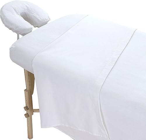 Miniatura 16 de London Linens Juego de sábanas extra gruesas de 3 piezas para mesa de masaje, franela de algodón 100% natural, incluye funda para mesa de masaje