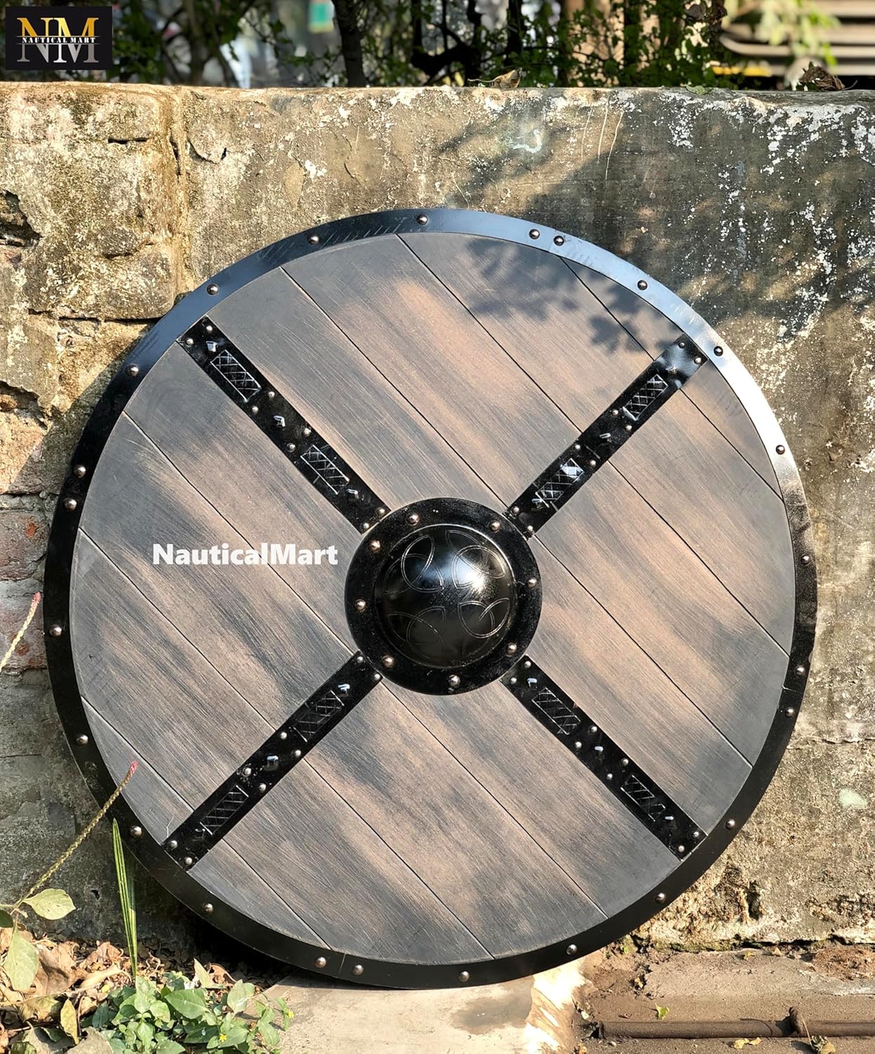 Viking Shield 24"/30"/36" Battle-Ready Shield Wooden Shield Heavy Metal Fittings Shield Perfect Cosplay/Decorative