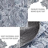 Vista 27 de DJY Juego de edredón de cachemira marrón, tamaño Queen, juego de colcha bohemia de 3 piezas, ropa de cama de microfibra suave y ligera con estampado