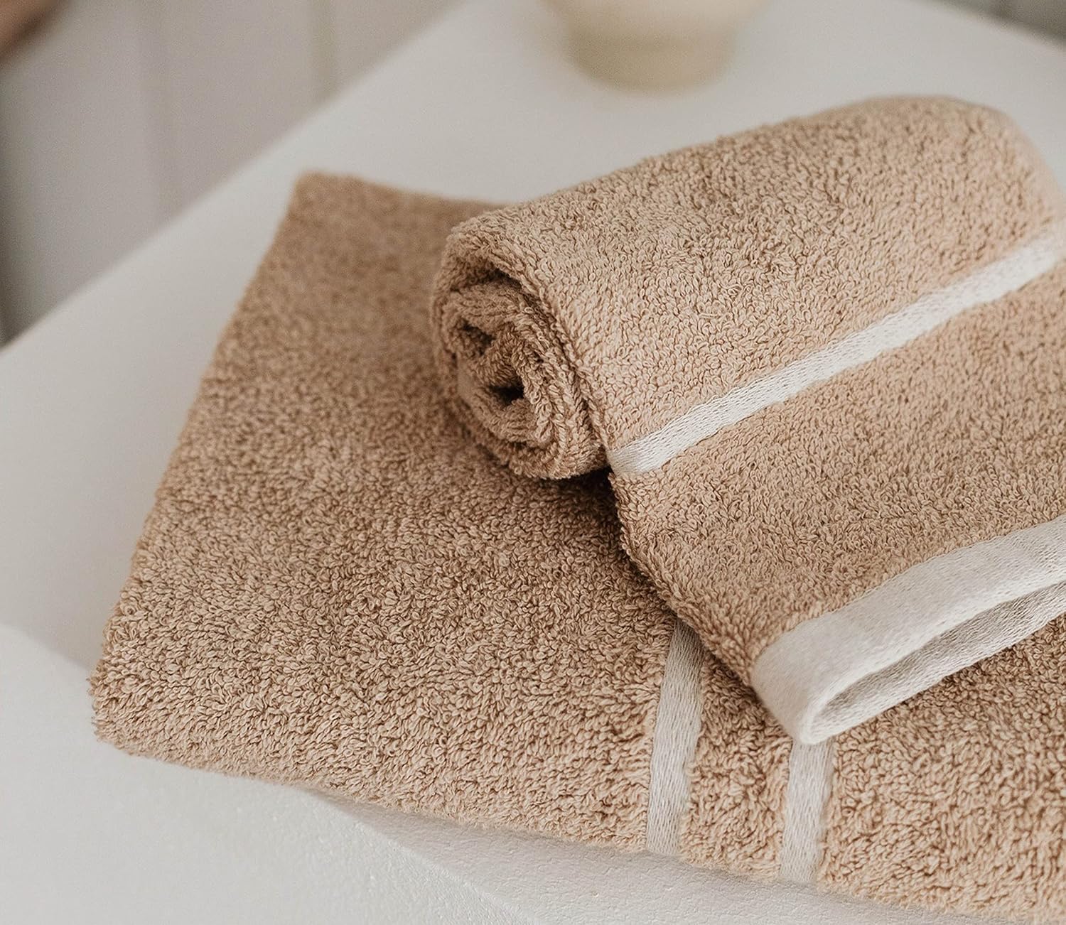 Flenulla Towels for Bathroom, %100 Turkish Cotton Clearance Prime, Soft & Absorbent I Luxury Decor 4 Pieces Accessories Set for Bath, Wash Cloth,1 Hand, 1 Face, 1 Body, 1 Mat Towel (Beige) : Home & Kitchen