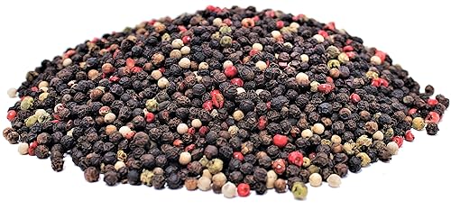 Mezcla de pimienta entera de It's Delish Bolsa a granel de 2 libras, mezcla de pimienta negra entera, verde, blanca y rosa