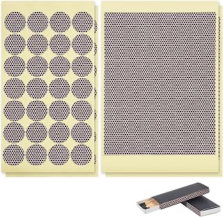 136pcs 4 Sheet of Match Striker Paper 21x12cm, 80pcs Pre-Cut Strip Stickers and 56pcs Pre-Cut Round Honeycomb Pattern Stickers, Match Striker Paper with Honeycomb Pattern for Emergency Fire Starter