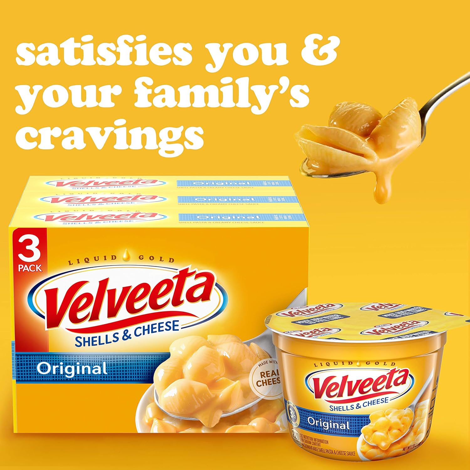Velveeta Original Shells and Cheese Meal (12 oz Boxes, Pack of 3)