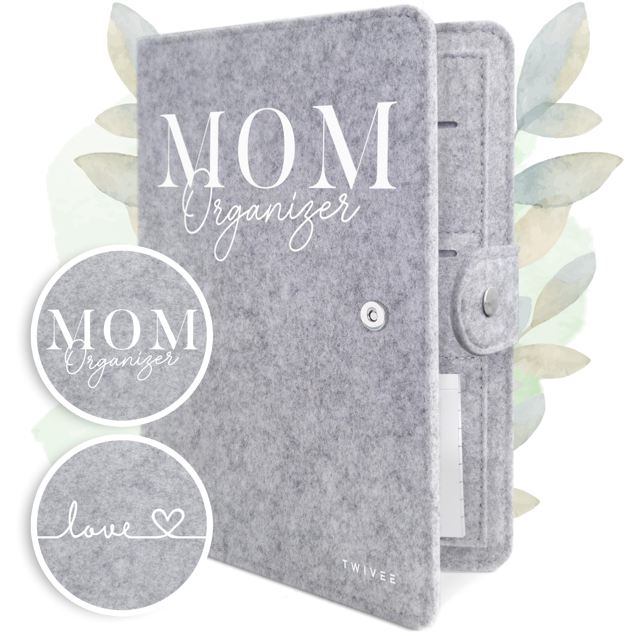 TWIVEE - Mutterpasshülle aus Filz - Organizer mit Magnetverschluss - Mutter-Kind-Pass - Deutscher Mutterpass - Schutzhülle inkl. Notizblock