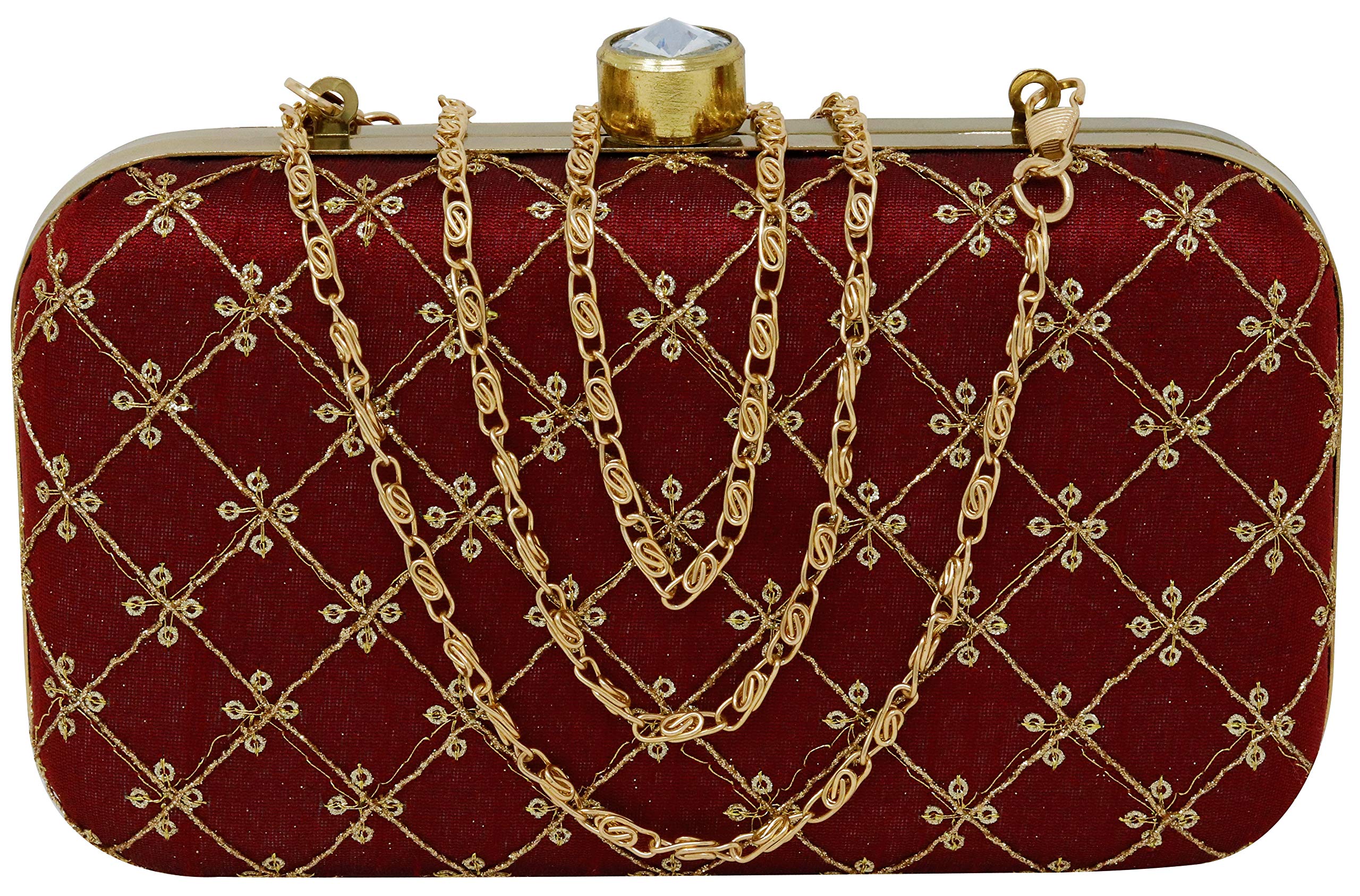 FILORA Womens Handicraft Hand Embroidered Box Clutch (Maroon) (B07WLR44PM) Amazon Price History, Amazon Price Tracker