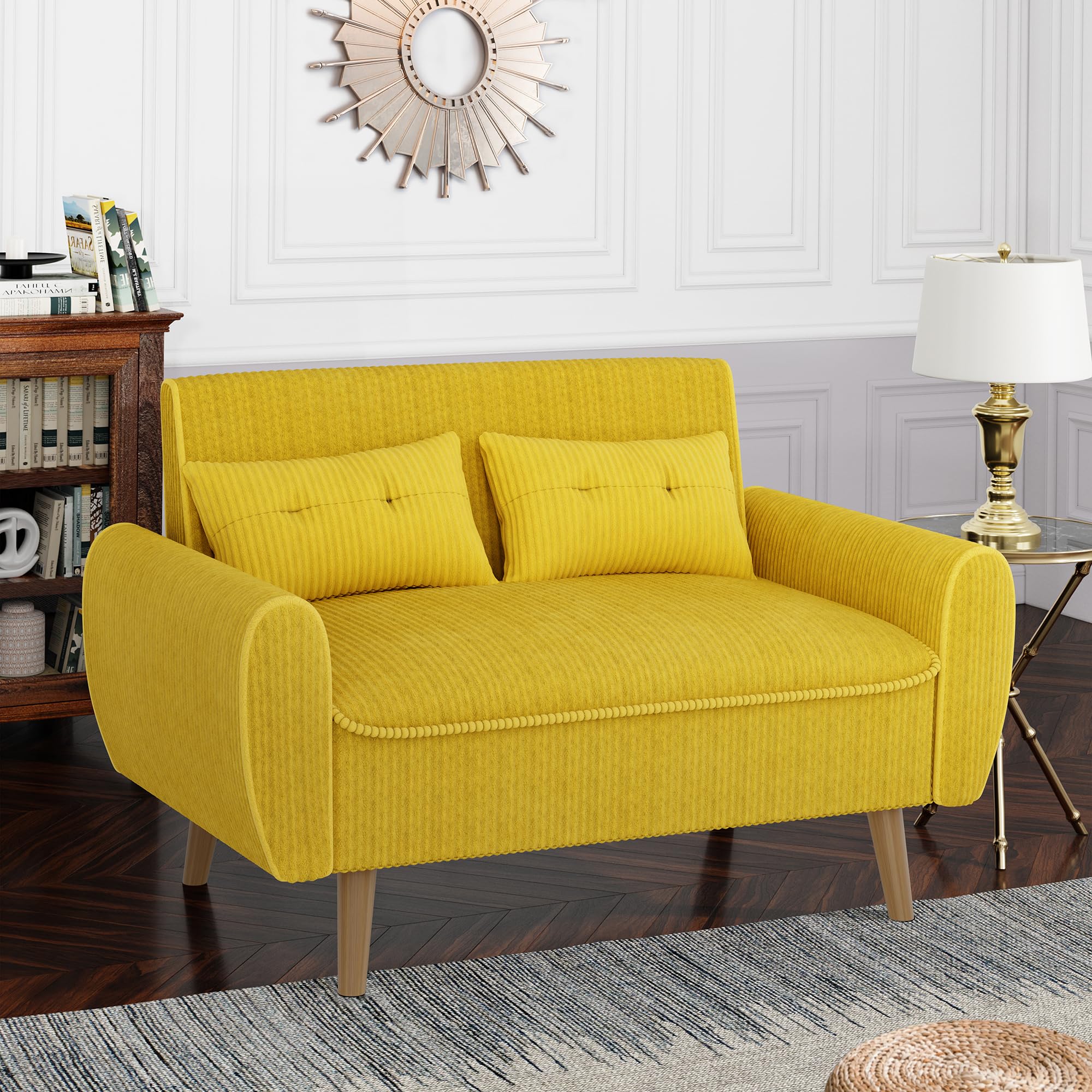 Best Yellow Couch Picks for 2026: Ranked & Vetted 2 Shintenchi 48'' Loveseat Sofa, Mid-Century Modern Upholstered Couch Deep Seat with 2 Pillows, 10