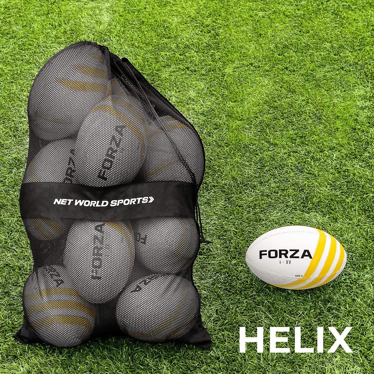 FORZA Balones de Rugby & Bolsa de Transporte [Pack de 12] | Balones de Rugby para Adultos y Niños | Balones para Partidos y Entrenamiento | con Bolsa de Transporte