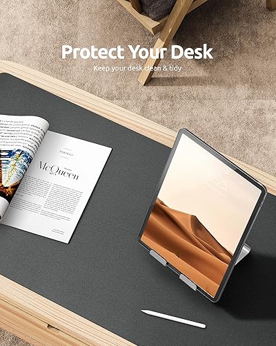 Miniatura 326 de YSAGi Protector de escritorio de cuero, tapete de oficina, alfombrilla grande para mouse, antideslizante, de piel sintética, almohadilla