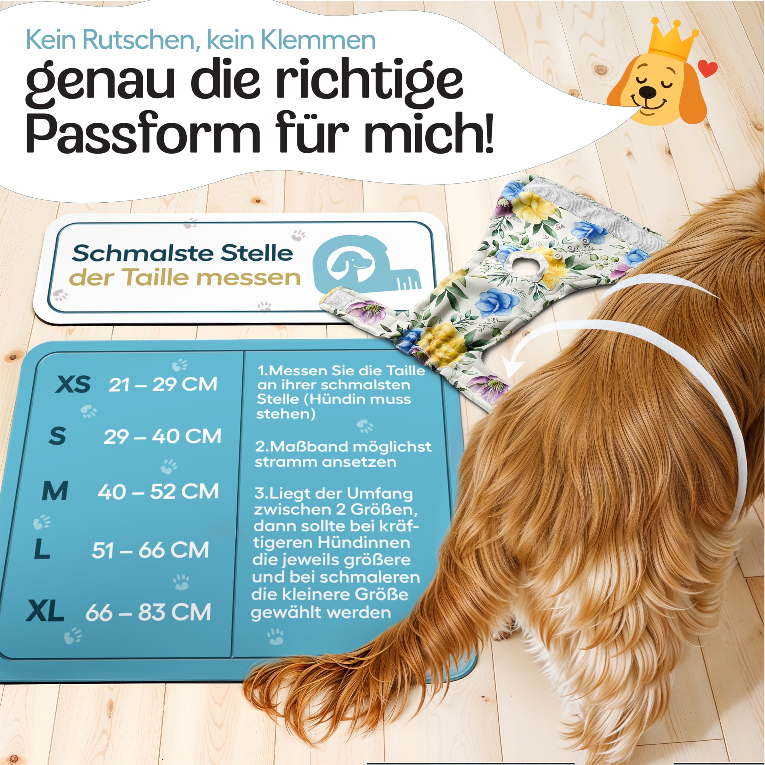 Hund ist KÖNIG® Pañales para Perros para Perras [3 Unidades] Pantalones absorbentes para Perras 3 Posiciones Ajustables para un Ajuste Firme – Pañales ecológicos para Perros