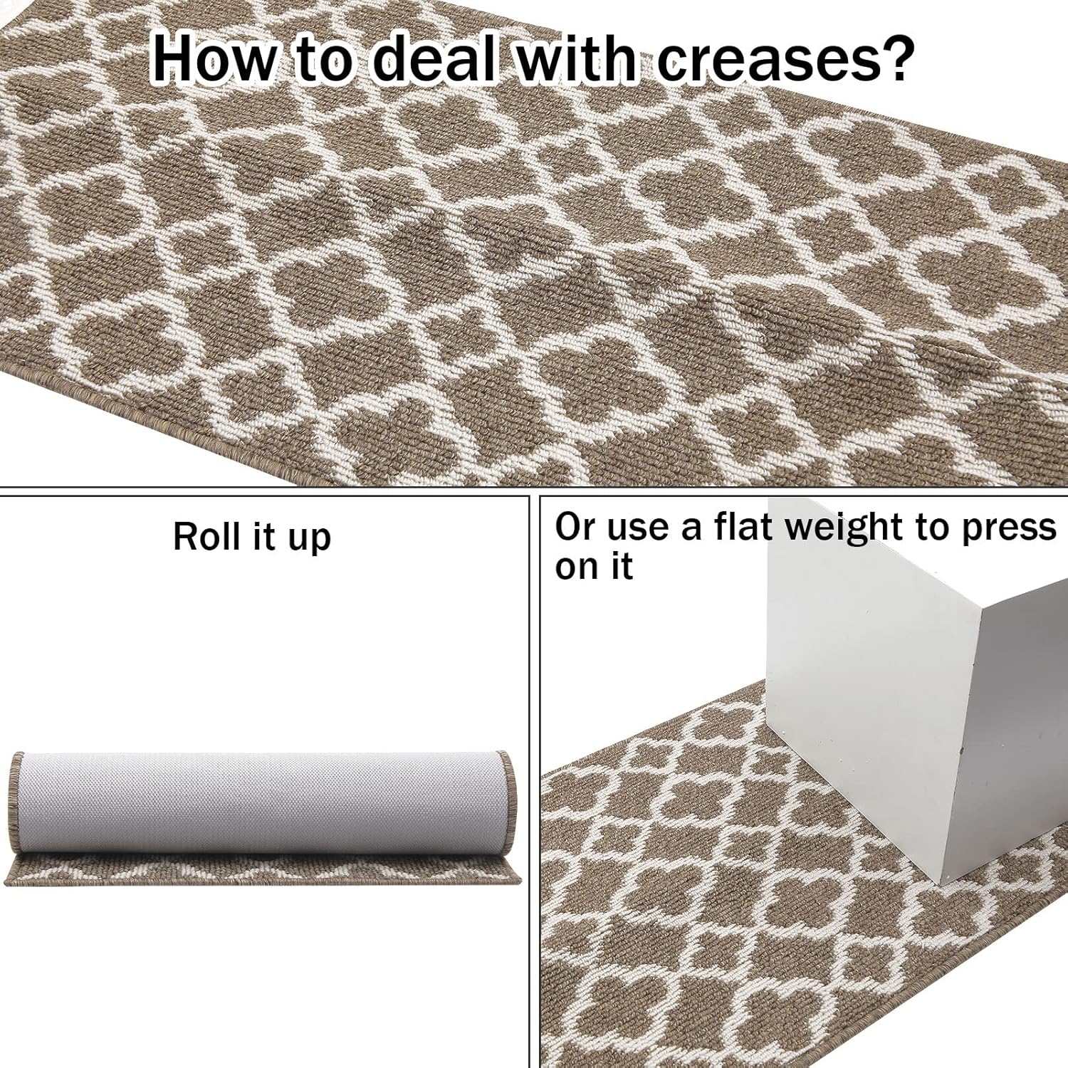 U'Artlines Long Runner Rug for Hallway 2×8feet Non Slip Kitchen Floor Carpet Runners Brown Geometric Pattern Machine Washable Area Rug for Entryway Bathroom 2' x 8' (Runner) Khaki image 8 of 8 B09ZTP56FT