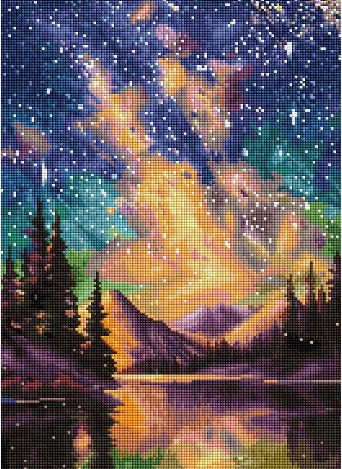 DIAMOND ART CLUB Starry Night - Night Music Diamond Painting Kit, Fun DIY Crafts for Adults, Square Diamond Art Canvas, 13" x 18" (33 cm x 46 cm)
