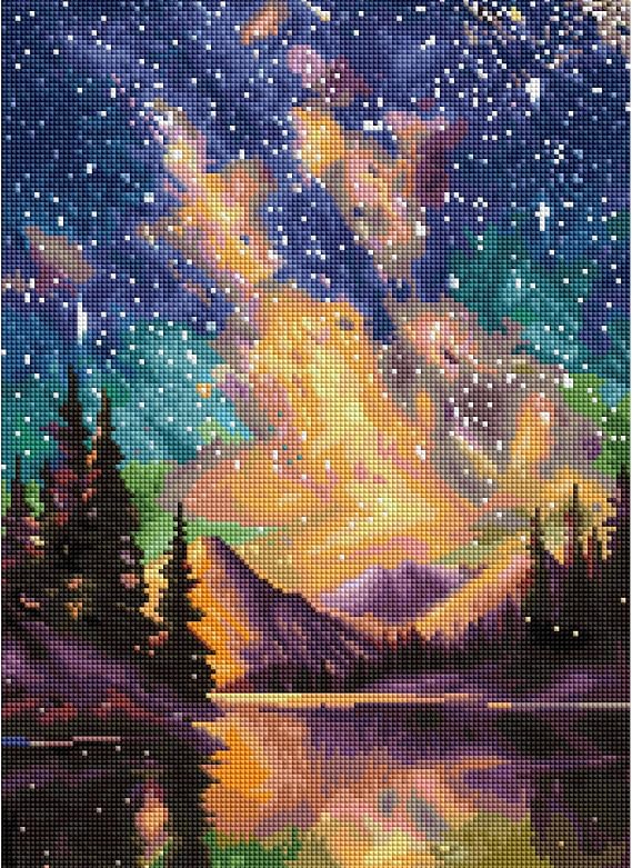 DIAMOND ART CLUB Starry Night - Night Music Diamond Painting Kit, Fun DIY Crafts for Adults, Square Diamond Art Canvas, 13 x 18 (33 cm x 46 cm)