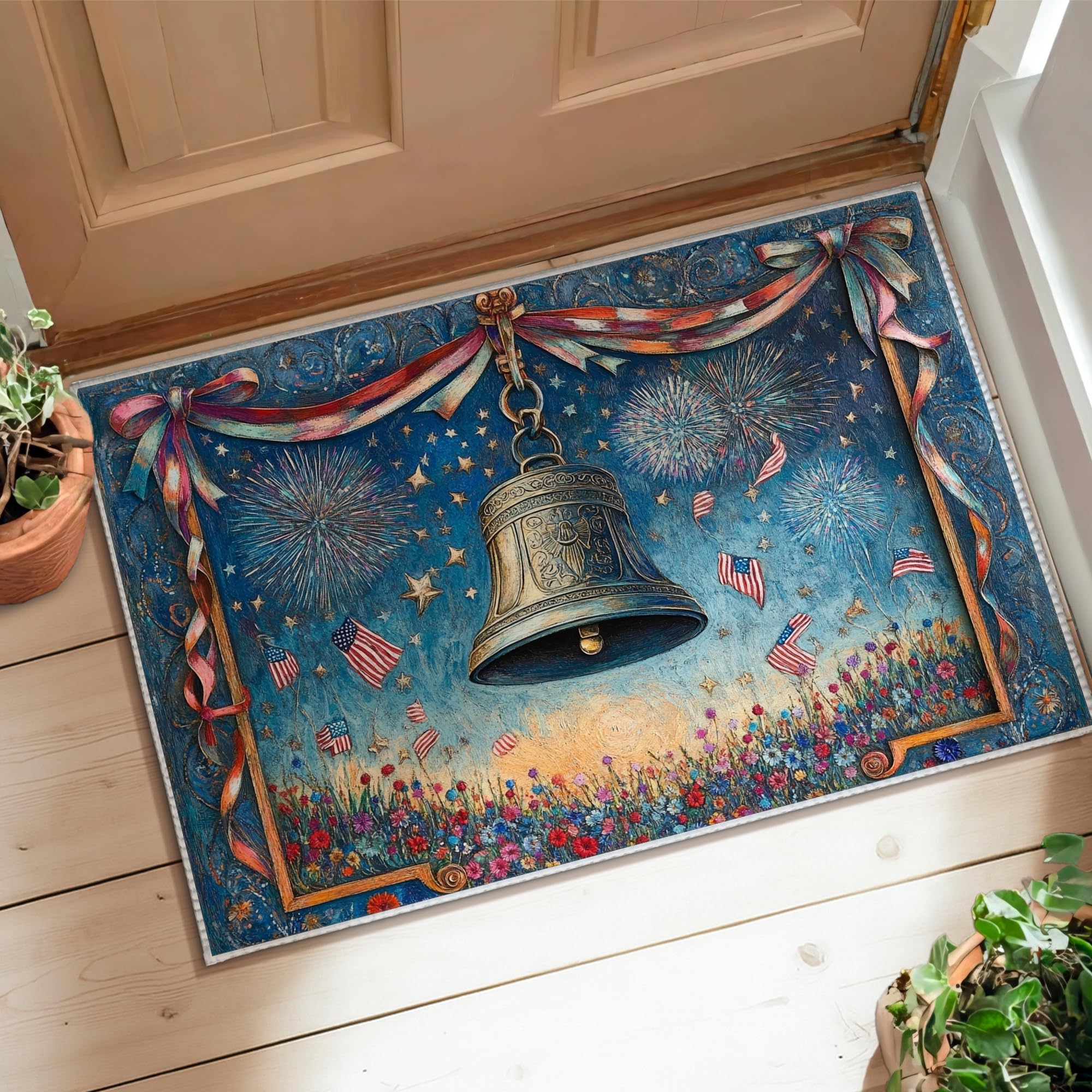 Tapis antidérapant feux d'artifice bleu Bell 0,6 x 0,9 m pour sol sécurisé