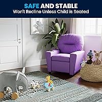 Vista 6 de Flash Furniture - Contemporáneo sillón reclinable de vinilo color beige para niños, base para vasos