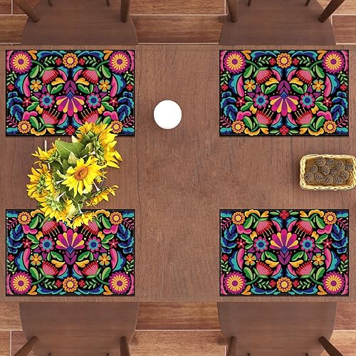 Miniatura 5 de Cinco De Mayo - Juego de 4 manteles individuales de día de los muertos, 5 de mayo, decoración rústica mexicana y suministros para mesa de cocina del