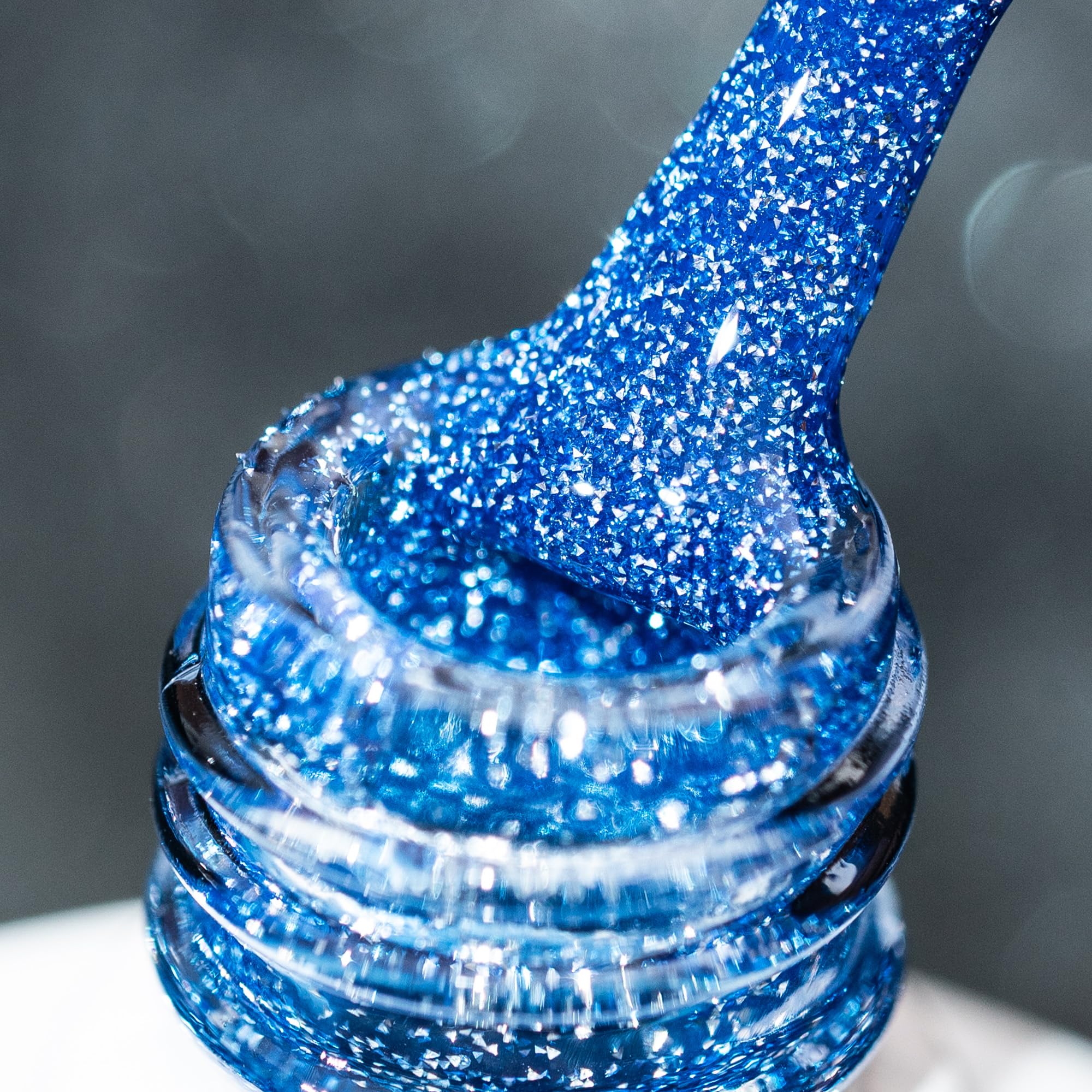 BURANO Blue Reflective Glitter Gel Nail Polish, UV LED 7.3ml Sparkle Nail Polish Holographic Glitter Gel Curing Need for DIY Home S23