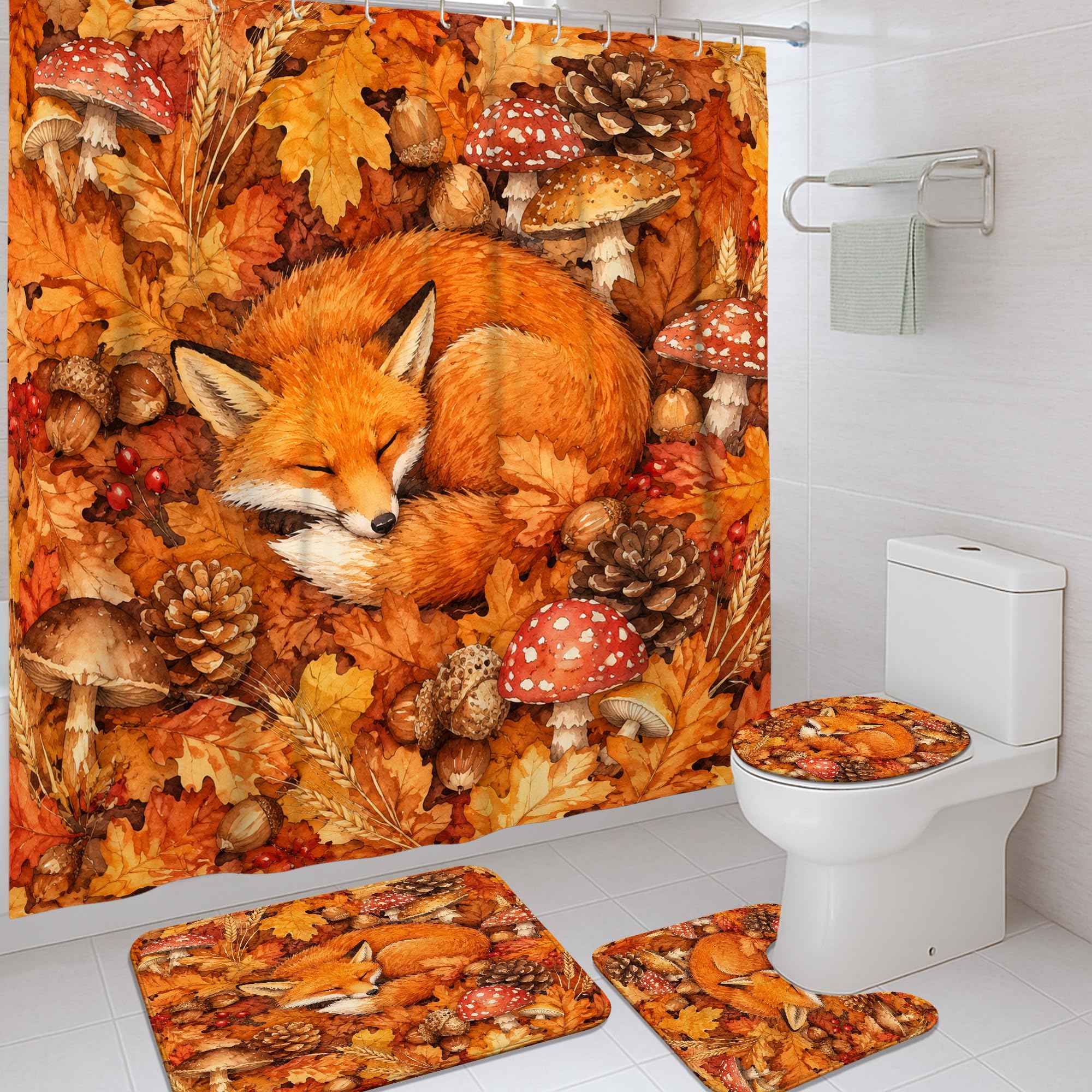 Rideaux de douche automne avec crochets pour décorer la chambre d'amis