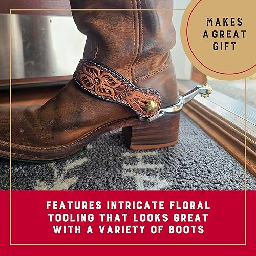 Miniatura 4 de Weaver Equine - Correas para botas vaqueras de cuero de vaca genuina para botas vaqueras, correas de espolón occidental para montar a caballo,