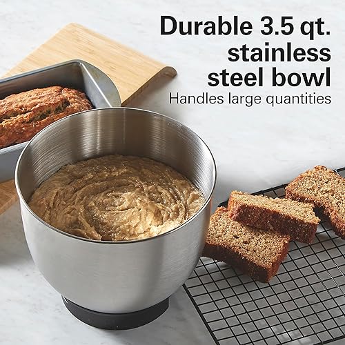 Miniatura 4 de Hamilton Beach - Mezclador eléctrico de 6 velocidades con cuenco de acero inoxidable de 35 cuartos de galón mezcla planetaria cabezal inclinable