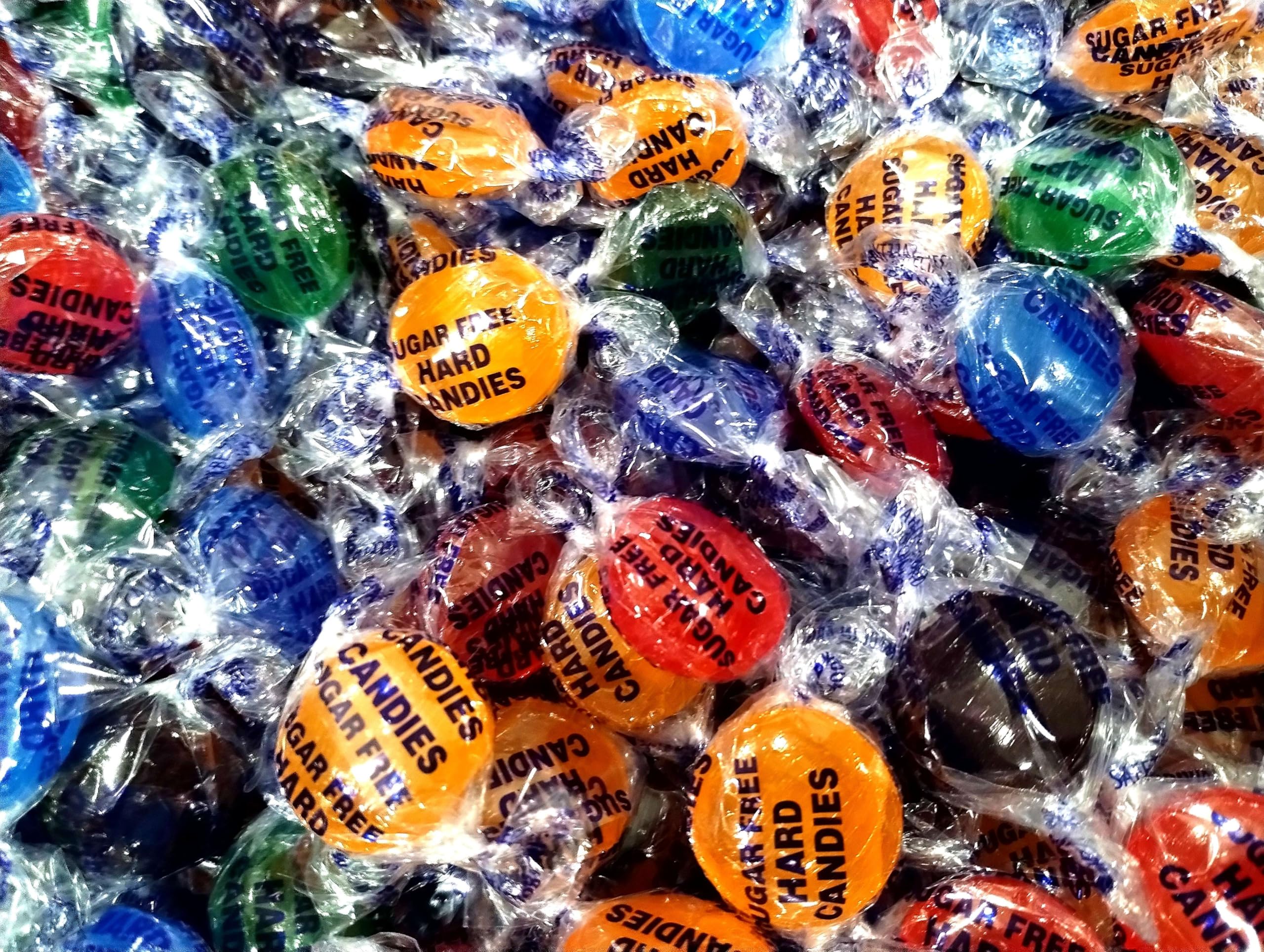 Sugar Free Assorted Fruit Hard Candy Buttons - 1 lb of Fresh Delicious Cherry Orange Lime Blackberry Raspberry Individually Wrapped Candy