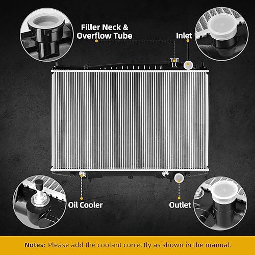 Miniatura 6 de DWVO Radiador Completo Compatible con Frontier 2.4L 1998-2015, Compatible con Frontier 3.3L 1999-2004, Compatible con Xterra 2.4L 3.3L 2000-2004