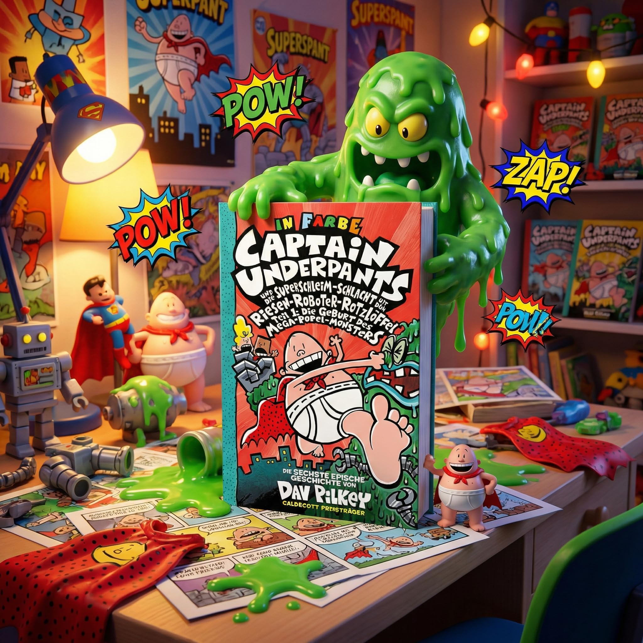 Dav Pilkey Captain Underpants Buchset Band 6-10 – Kinderbuch-Reihe – Comicroman-Serie für Kinder – lustige Abenteuer – beliebte Kinderbücher für Jungen und Mädchen mit exklusivem Lesezeichen